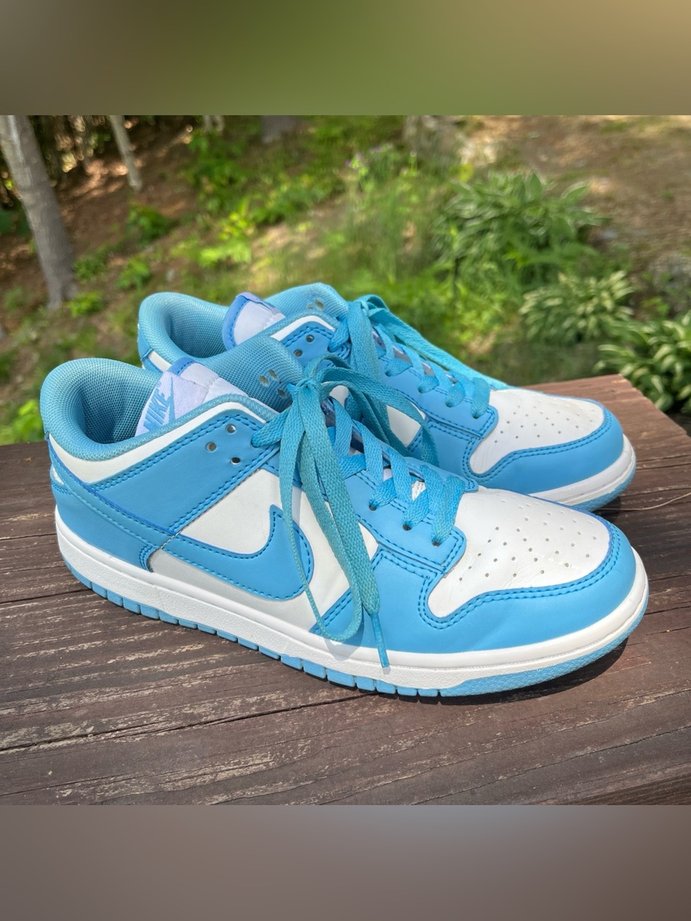 Nike Dunk Low University Blue Colorblock Leather Low Top Sneakers 8.5 Womens